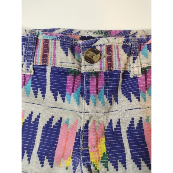 American Eagle Midi Stretch Cuff Shorts Size 00 Southwest Aztec Pockets Tribal - Picture 2 of 9